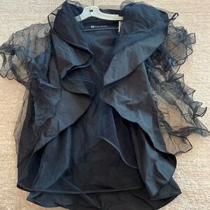 Black Ruffle Organza Blazer